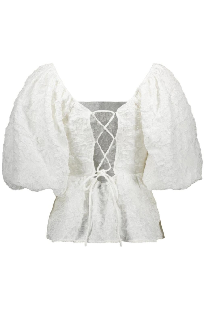 PCSALLY PUFF SLEEVES TOP WVN D2D 17164293 Cloud Dancer